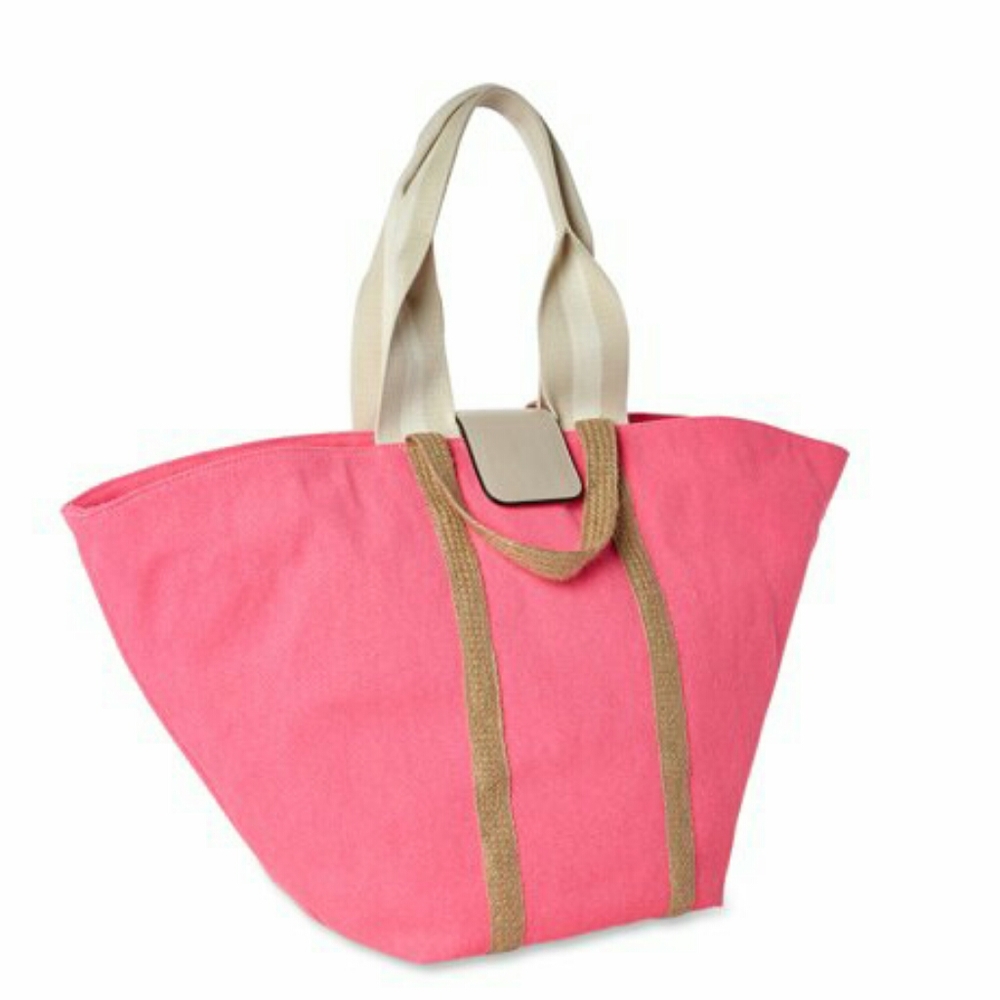 Barbie Pink Large Canvas Beach Vacation Tulip Tote NEW